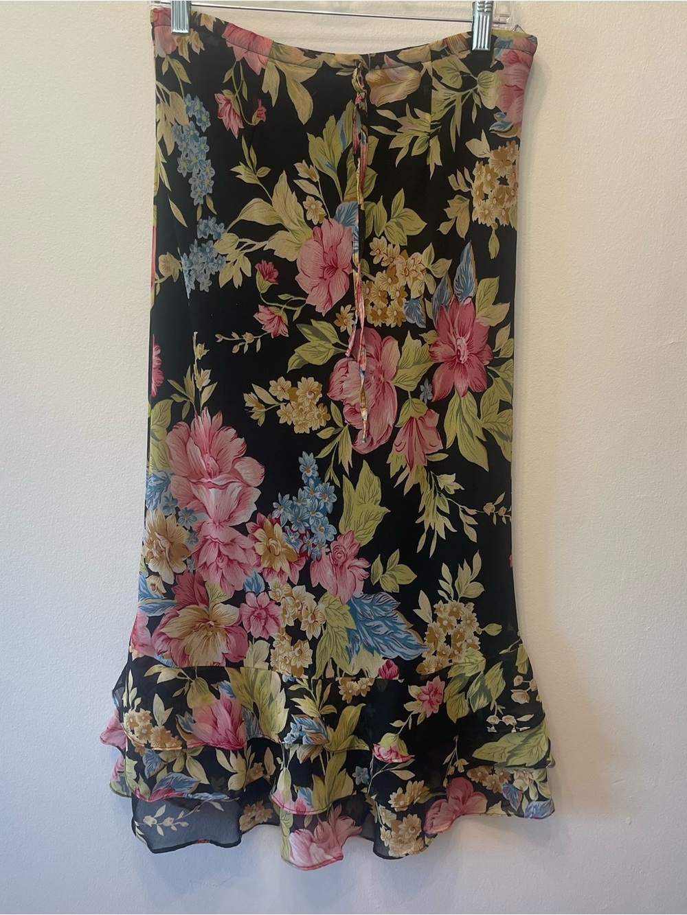 90s/Y2K Zero Zero Floral Maxi Skirt M Ruffled